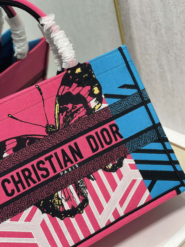 Borsa in tela con motivo a farfalla colorata, 36 cm, CD 336531