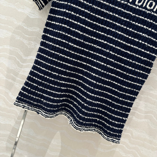 Top in maglia a righe CD blu navy in cotone