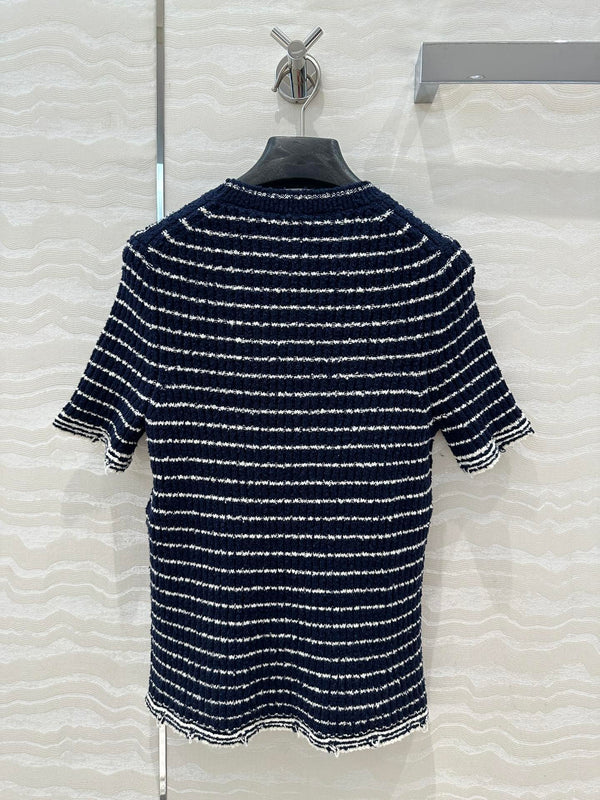 Top in maglia a righe CD blu navy in cotone