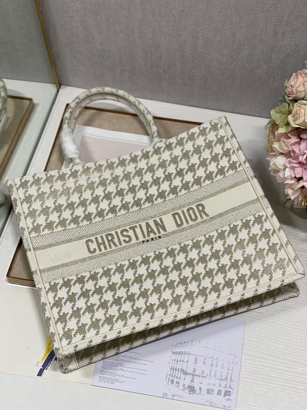 Borsa in tela con motivo pied de poule in metallo CD da 42 cm 336585