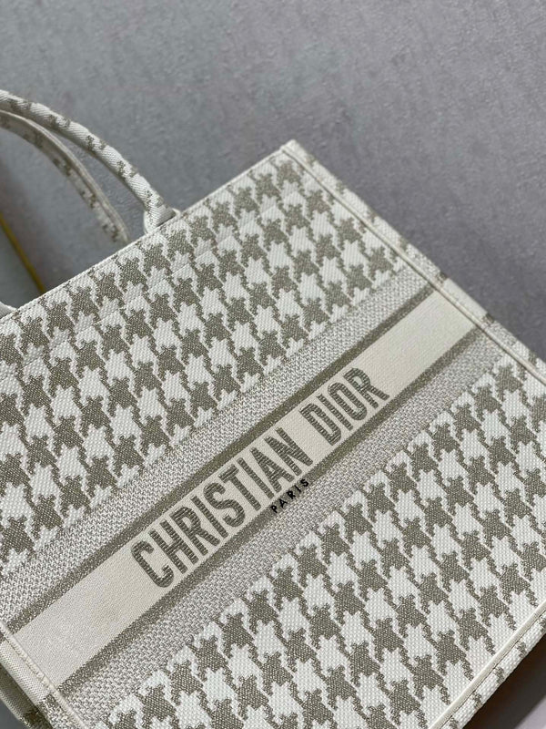 Borsa in tela con motivo pied de poule in metallo CD da 42 cm 336585