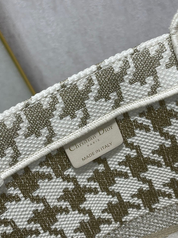 Borsa in tela con motivo pied de poule in metallo CD da 42 cm 336585