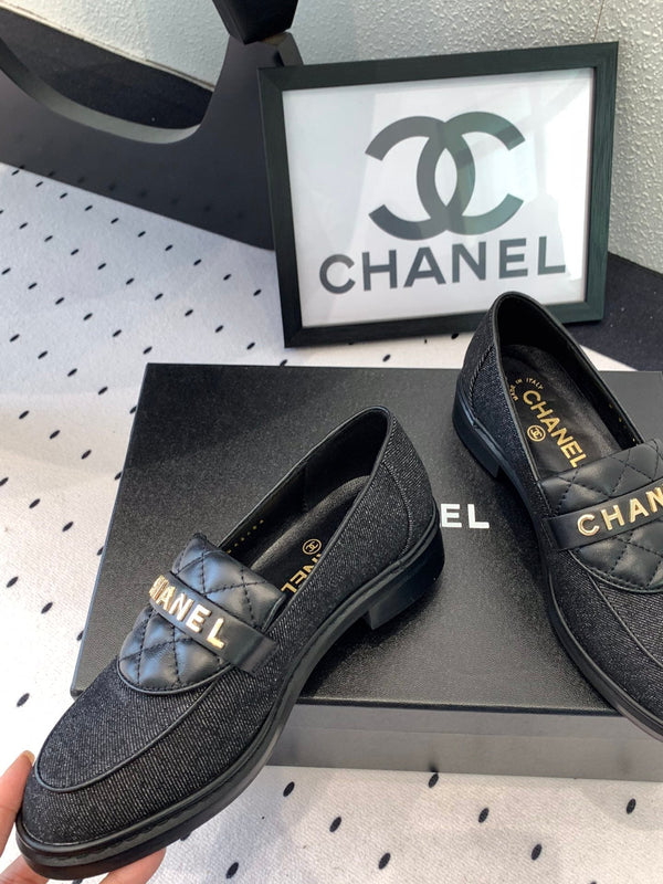 CC Moccasins In Black Denim Fabric 147020