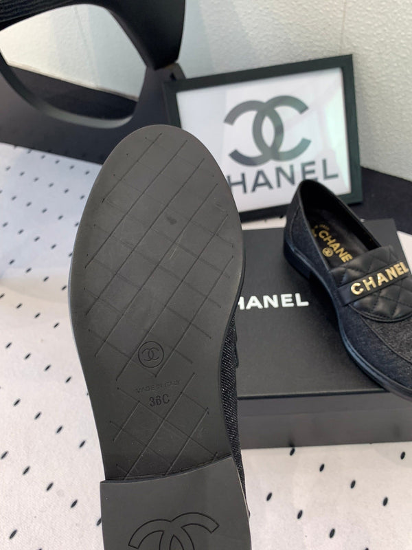 CC Moccasins In Black Denim Fabric 147020