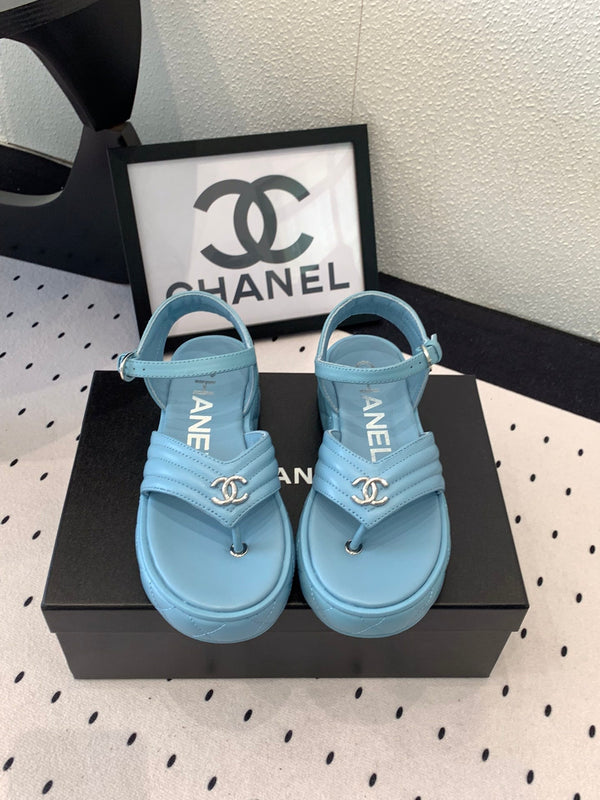 CC Thong Sandals In Could Blue Lambskin 147039