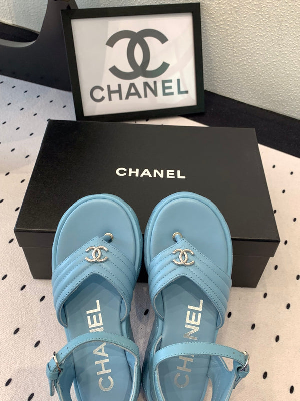 CC Thong Sandals In Could Blue Lambskin 147039