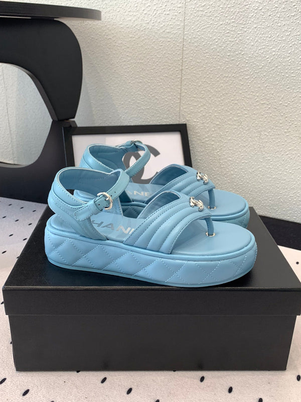 CC Thong Sandals In Could Blue Lambskin 147039