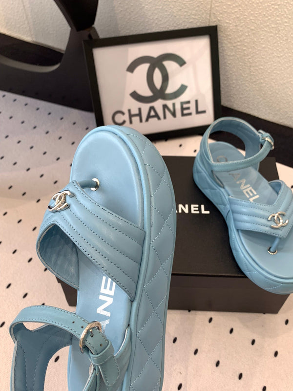 CC Thong Sandals In Could Blue Lambskin 147039