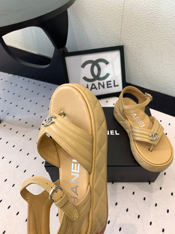 CC Thong Sandals In Dark Beige Lambskin 147040