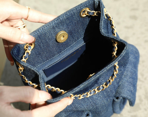 CC Drawstring Backpack 24.3cm Dark Blue Denim