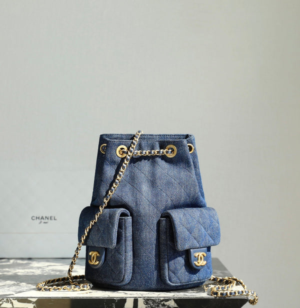 CC Drawstring Backpack 24.3cm Dark Blue Denim