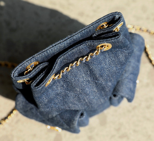 CC Drawstring Backpack 24.3cm Dark Blue Denim