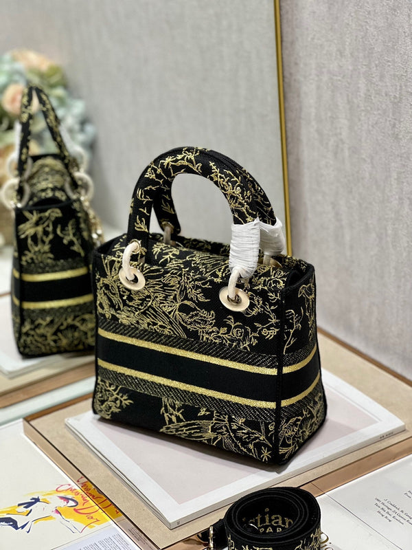 CD Black Magpie 24 Lady Dior Bag Canvas 336688