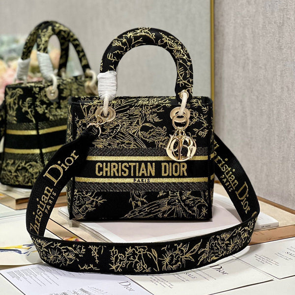 CD Black Magpie 24 Lady Dior Bag Canvas 336688