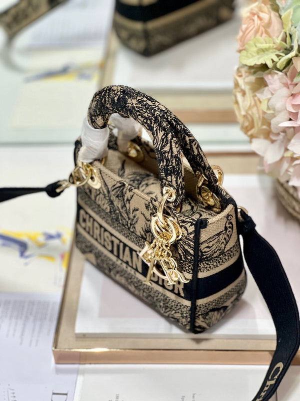 CD Elephant Apricot 17 Lady Dior Bag Canvas 336749