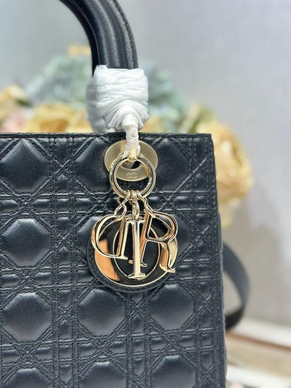 CD Medium Lady Dior 24 Bag Black Lambskin