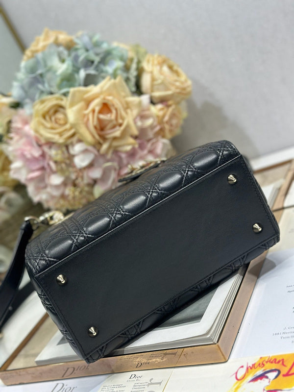 CD Medium Lady Dior 24 Bag Black Lambskin