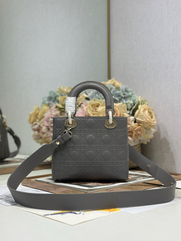CD Lady Dior Bag Grey Lambskin