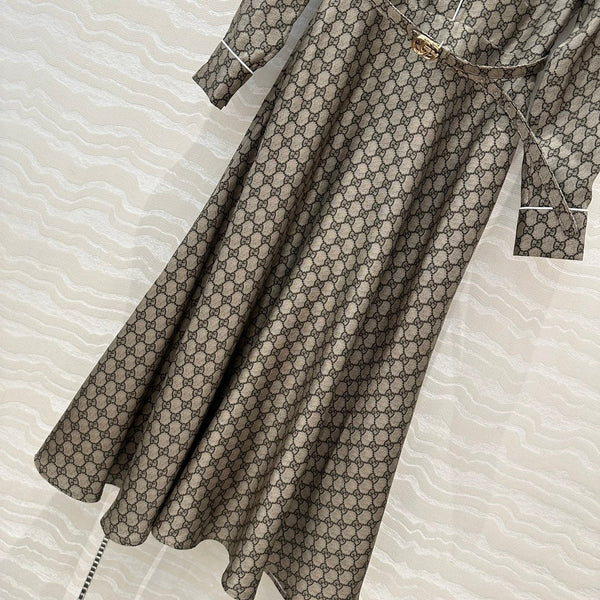 Gucci 25 Monogram Dress Gray Silk