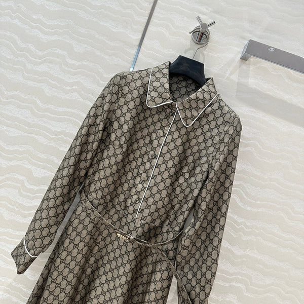 Gucci 25 Monogram Dress Gray Silk