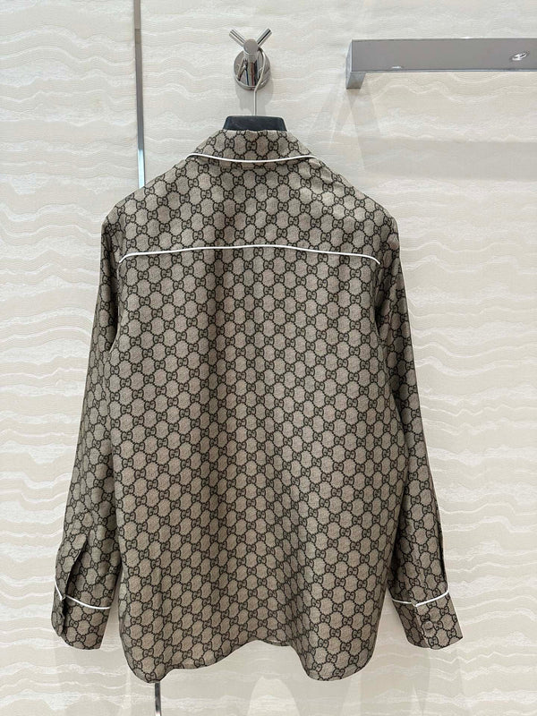 Gucci 25 Monogram Shirt Gray Silk