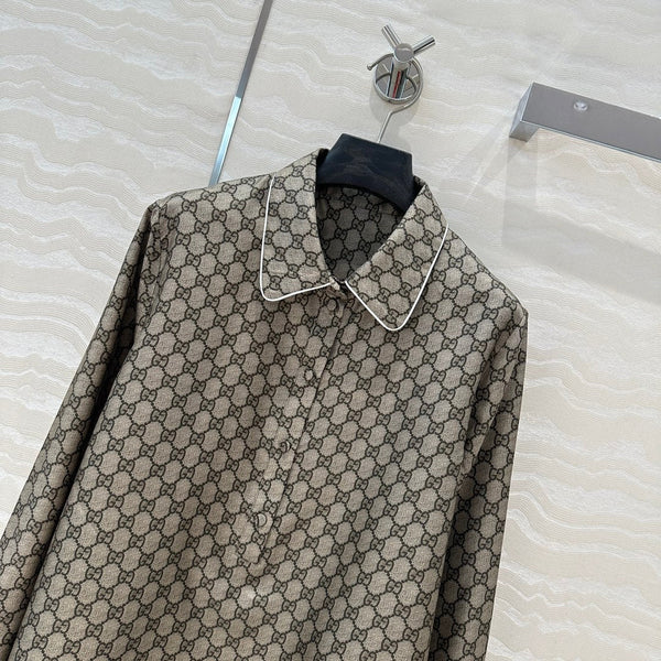 Gucci 25 Monogram Shirt Gray Silk