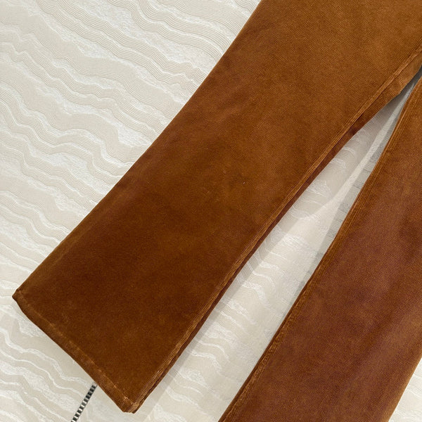 Celine Flared Velvet Pants Brown Cotton