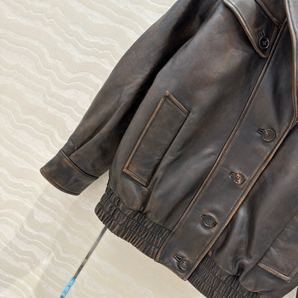 Miumiu 25 Jacket Black Brown Lambskin
