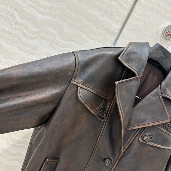 Miumiu 25 Jacket Black Brown Lambskin