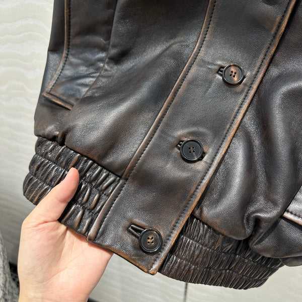 Miumiu 25 Jacket Black Brown Lambskin