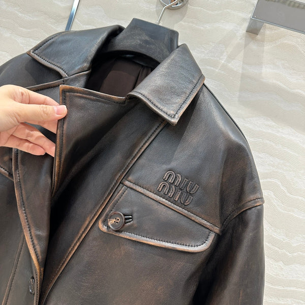 Miumiu 25 Jacket Black Brown Lambskin