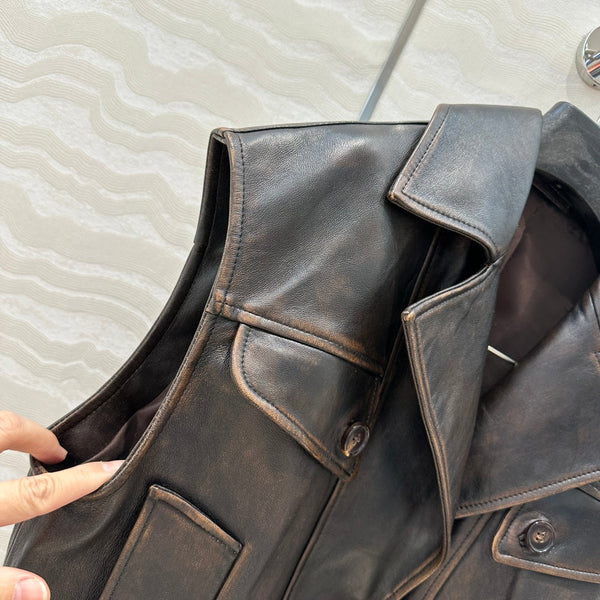 Miumiu 25 Jacket Vest Black Brown Lambskin