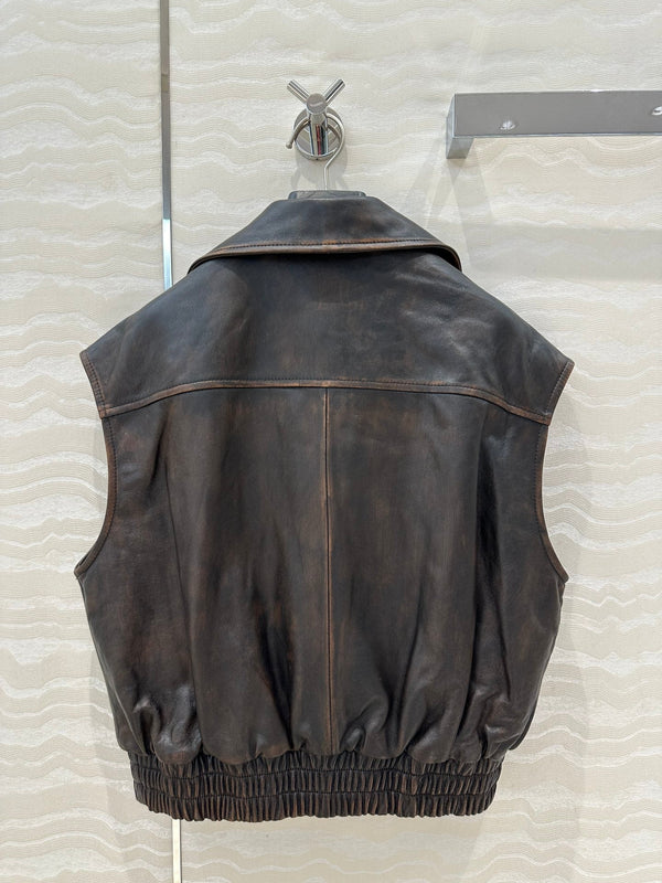 Miumiu 25 Jacket Vest Black Brown Lambskin