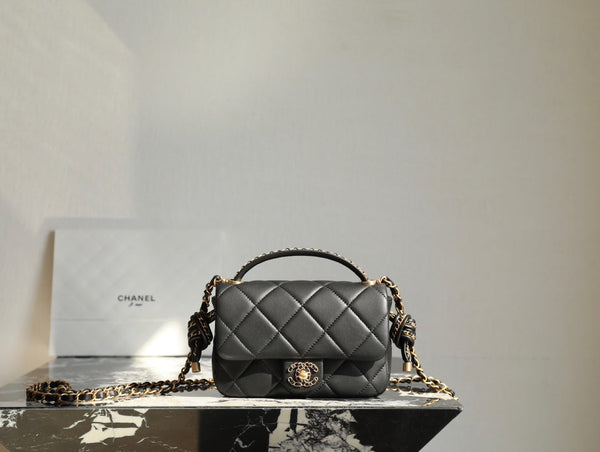 CC Mini Flap Bag 18 Black Lambskin