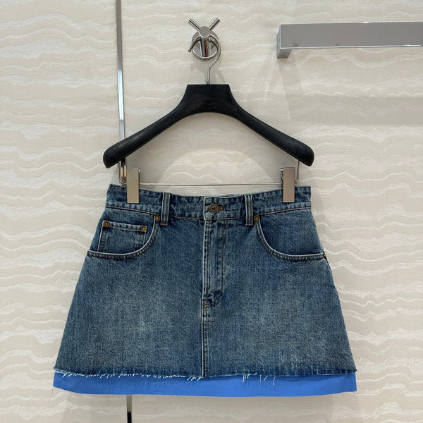 Miumiu Denim Skirt Blue Cotton