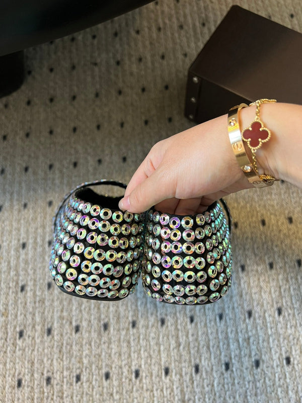 Alaia 25 Embellished Mary Jane Ballet Flats Multicolor Suede 303686