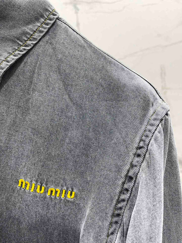 Miu Miu Denim Shirt Smoky Grey Cotton