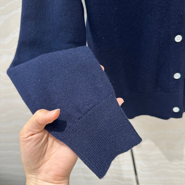 Miu Miu Polo Collar Cardigan Navy Blue Cashmere