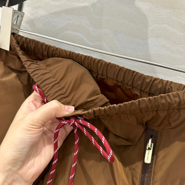 Miu Miu 25 Sport Short Tessuto Tecnico Marrone Cacao