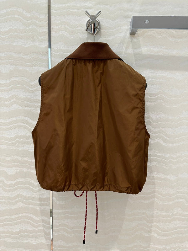Gilet Miu Miu 25 Sport Zipper in tessuto tecnico marrone cacao