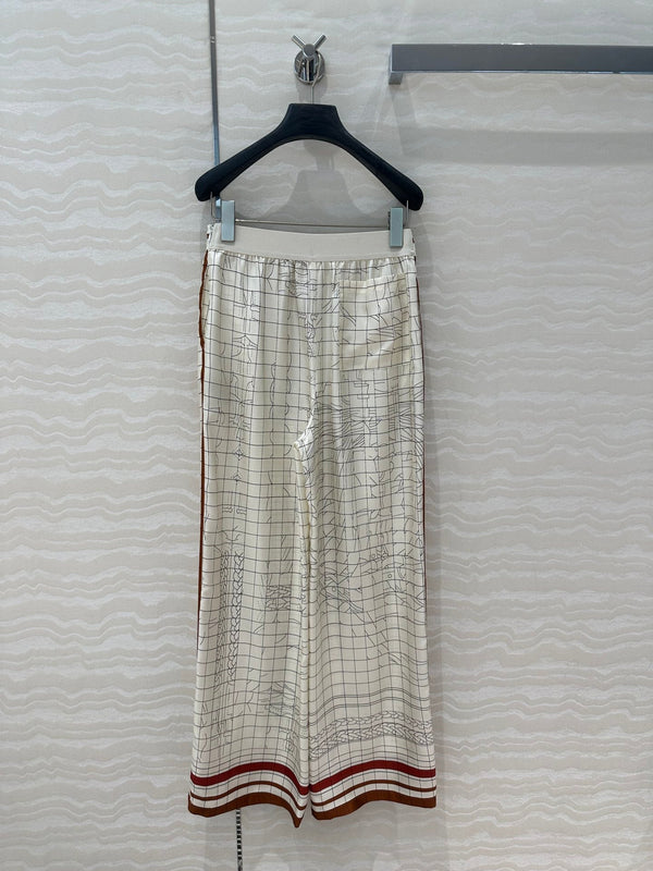 Hm 25 Coaching Deja Vu Wide-leg Straight Pants White Red Silk