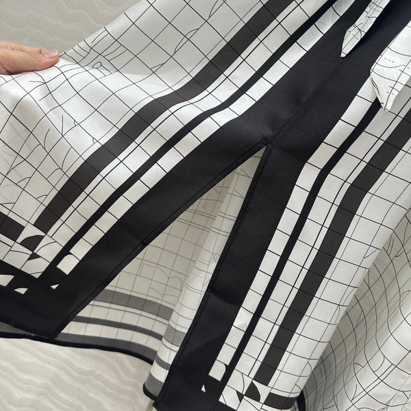 Hm 25 Coaching Deja Vu Shirt Dress White Black Silk