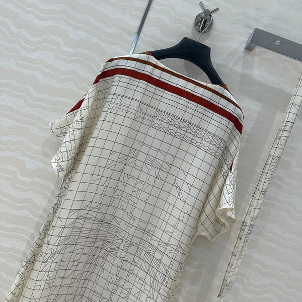 Hm 25 Coaching Deja Vu Shirt Dress White Brown Red Silk