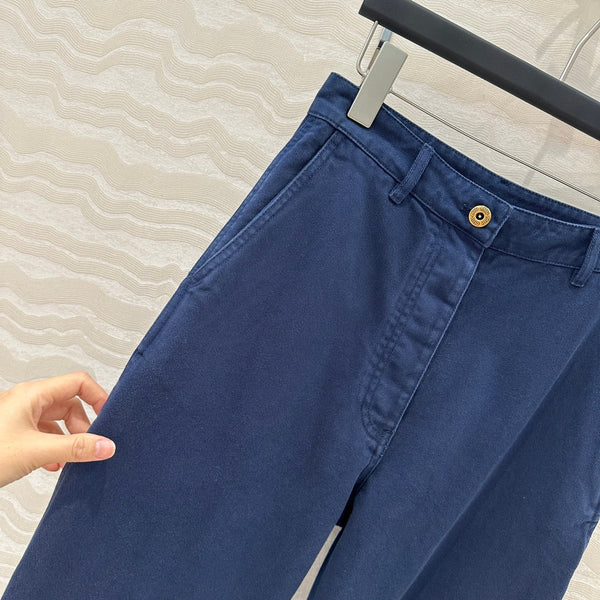 Miu Miu 25 Straight Pants Blue Cotton
