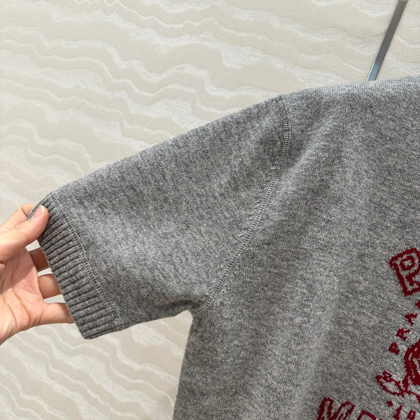 Felpa a maniche corte Prada 25 in misto lana e cashmere rosso