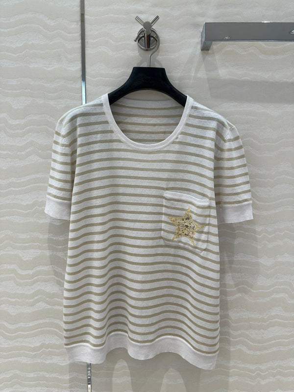 CD Short-sleeved T-shirt beige yellow Linen Viscose