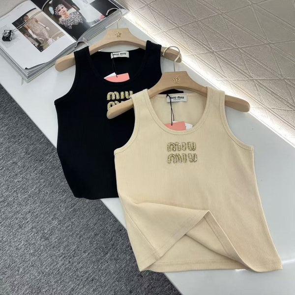 Canotta con perline fatte a mano Miu