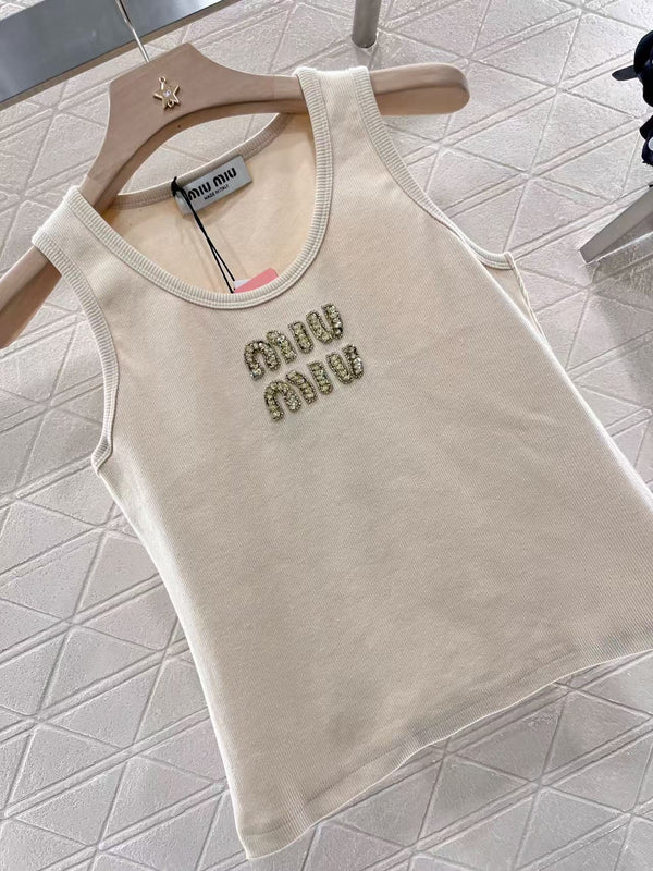 Canotta con perline fatte a mano Miu