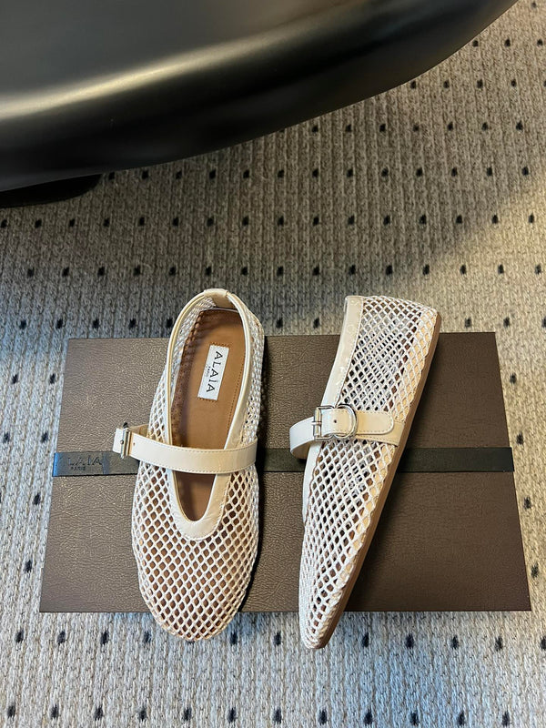 Alaia 25 Women's Ballet Flat Nude Sheepskin 303704