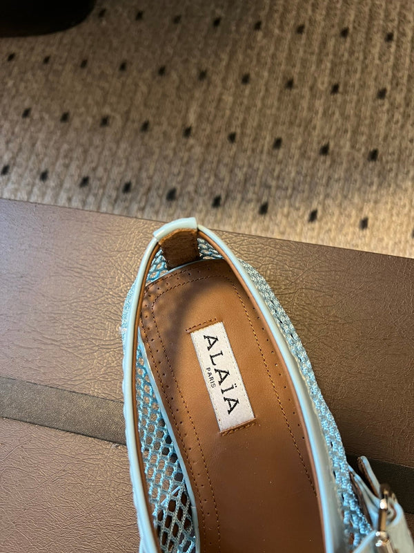 Alaia 25 Ballerina da donna in pelle di pecora verde laguna 303705